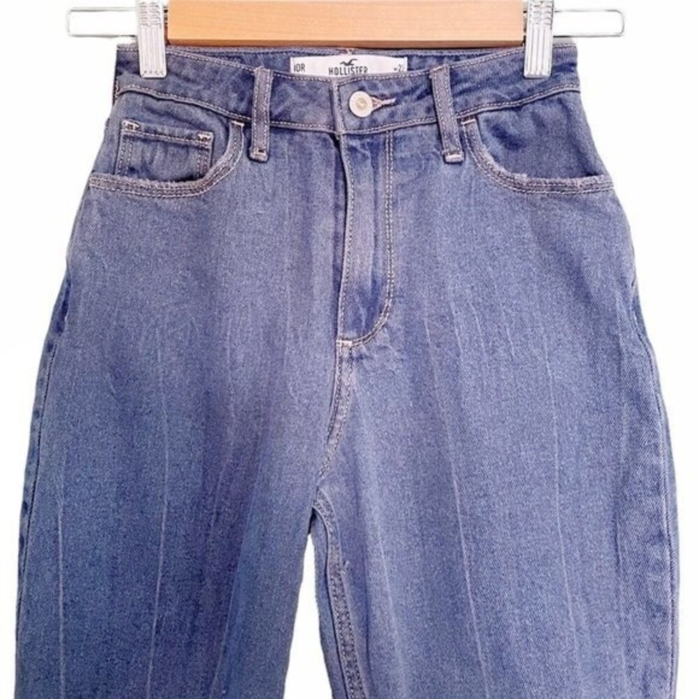 Hollister Y2K Jeans Curvy High Rise Mom Jean Medium Blue Patch Women’s Size 23 - Picture 3 of 11